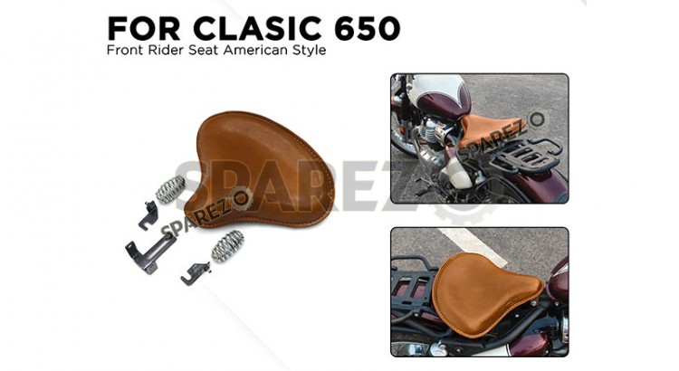 For Royal Enfield Classic 650 Front Rider American Type Solo Seat Tan Color - SPAREZO
